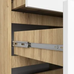 Komoda do salonu K 120 cm 10 szuflad - dąb artisan-biała