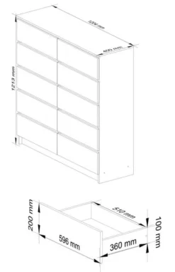 Komoda do salonu K 120 cm 10 szuflad - dąb artisan
