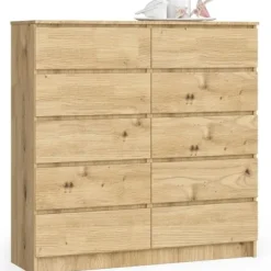 Komoda do salonu K 120 cm 10 szuflad - dąb artisan