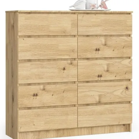 Komoda do salonu K 120 cm 10 szuflad - dąb artisan
