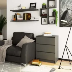Komoda do salonu K 60 cm 3 szuflady - grafit szary