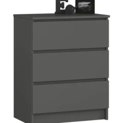 Komoda do salonu K 60 cm 3 szuflady - grafit szary
