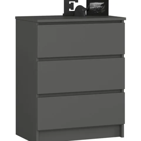 Komoda do salonu K 60 cm 3 szuflady - grafit szary