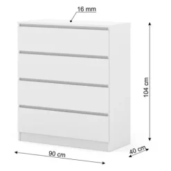 Komoda MAJA S4 90 cm biały mat 4 szuflady