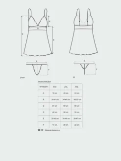 Komplet Idillia babydoll i stringi - czarna - Obsessive L/XL