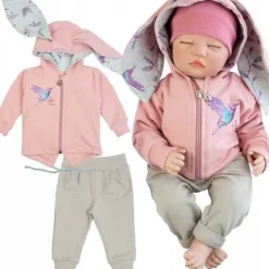 KOMPLET NIEMOWLĘCY dziewczęcy BLUZA SPODNIE 80