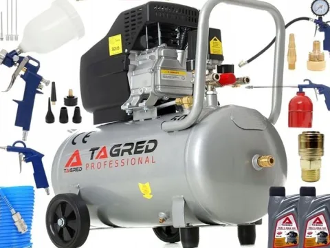 KOMPRESOR OLEJOWY SPRĘŻARKA 50L GRATIS ZESTAW 18w1