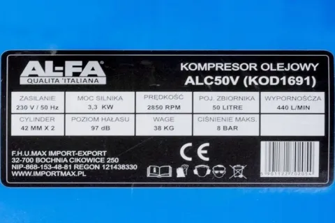 KOMPRESOR OLEJOWY SPRĘŻARKA POWIETRZA POMPA TŁOKOWA 50L V2 MOCNY WYDAJNY