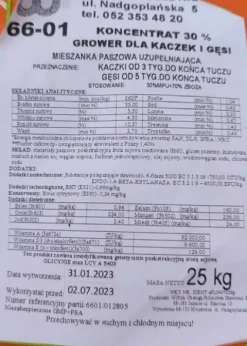Koncentrat dla kaczek gęsi Grower Finisz Wima 25kg