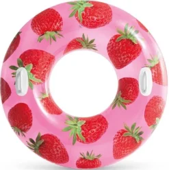Koło dmuchane do pływania 107 cm z uchwytami INTEX 56261 truskawka