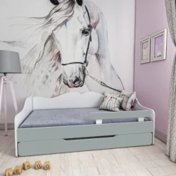 Łóżko podwójne dziecięce BELLA2 180x80 biało-szare