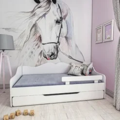 Łóżko podwójne dziecięce BELLA2 160x70 wysuwane białe