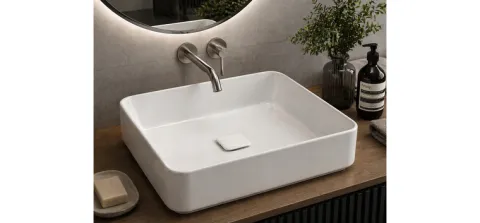 Korek umywalkowy automatyczny klik-klak ceramiczny biały uniwersalny quadro