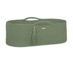 Kosz Mojżesza BOHO bawełniany Handmade z materacykiem - szałwia