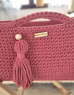 Kosz Mojżesza BOHO bawełniany Handmade z materacykiem - blossom