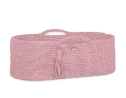 Kosz Mojżesza BOHO bawełniany Handmade z materacykiem - pastel pink