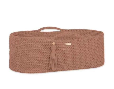Kosz Mojżesza BOHO bawełniany Handmade z materacykiem - caramel