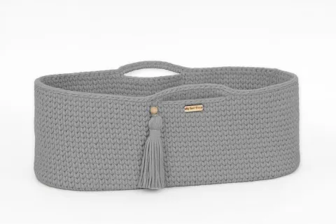 Kosz Mojżesza BOHO bawełniany Handmade z materacykiem - szary