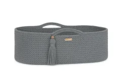 Kosz Mojżesza BOHO bawełniany Handmade z materacykiem - ciemny szary