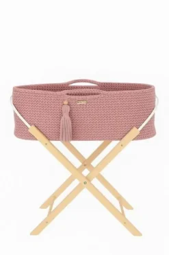 Kosz Mojżesza BOHO Handmade ze stojakiem - pastel pink