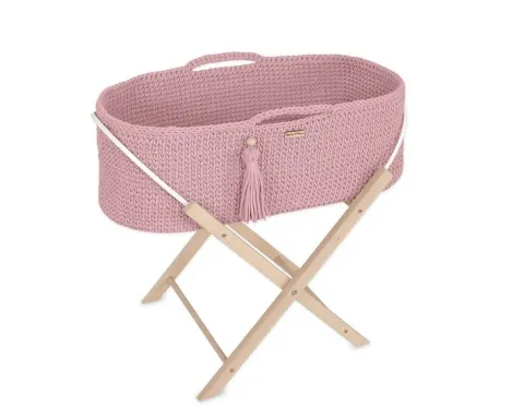 Kosz Mojżesza BOHO Handmade ze stojakiem - pastel pink