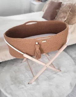Kosz Mojżesza BOHO Handmade ze stojakiem - caramel
