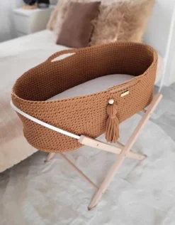 Kosz Mojżesza BOHO Handmade ze stojakiem - caramel