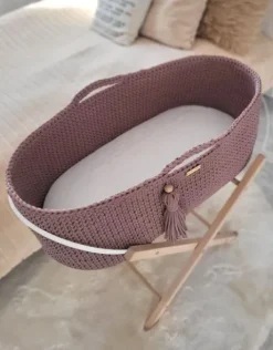 Kosz Mojżesza BOHO Handmade ze stojakiem - mauve