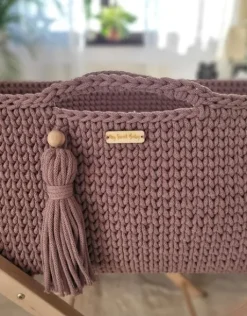 Kosz Mojżesza BOHO Handmade ze stojakiem - mauve