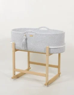 Kosz Mojżesza BOHO Handmade z kołyską - jasny szary