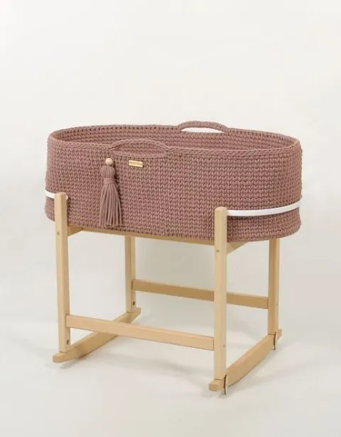 Kosz Mojżesza BOHO Handmade z kołyską - mauve