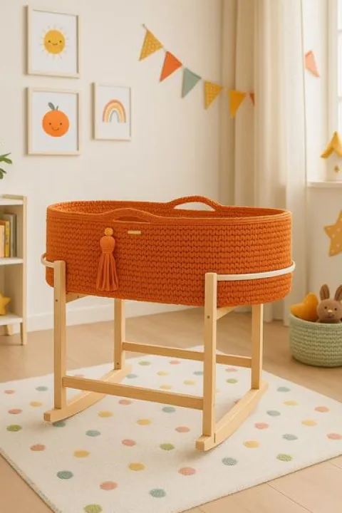 Kosz Mojżesza BOHO Handmade z kołyską - terracotta