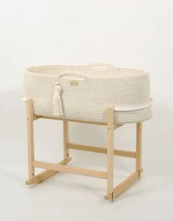 Kosz Mojżesza BOHO Handmade z kołyską - śmietanka