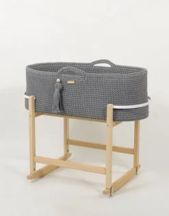 Kosz Mojżesza BOHO Handmade z kołyską - ciemny szary