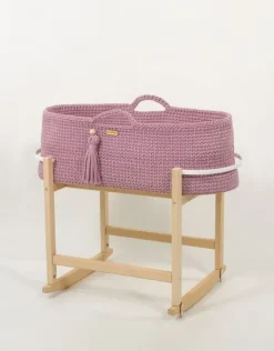 Kosz Mojżesza BOHO Handmade z kołyską - lawendowy
