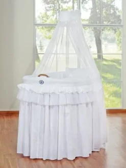 Kosz Mojżesza wiklinowy z baldachimem- Little Prince Princess biały