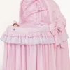 Kosz Mojżesza wiklinowy ze składaną budką- Little Princess różowy