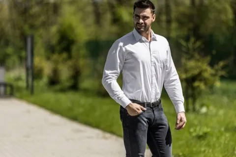 KOSZULA BIAŁA ELEGANCKA KLASYCZNA - BAWEŁNA 41/42