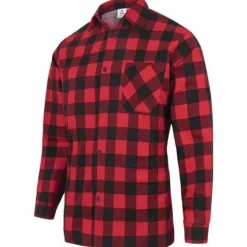 KOSZULA FLANELOWA W KRATĘ MĘSKA CASUAL CZERWONA JHK BAWEŁNA 100% XXL POLSK