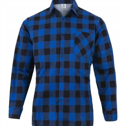KOSZULA FLANELOWA W KRATĘ MĘSKA CASUAL NIEBIESKA JHK BAWEŁNA 100% POLSKA S