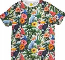 KOSZULA HAWAJSKA T-SHIRT HAWAJSKI KWIATY PAPUGI M