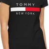 KOSZULKA DAMSKA TOMMY NEW YORK Z NADRUKIEM NAPISEM CZARNA BLUZKA T-SHIRT
