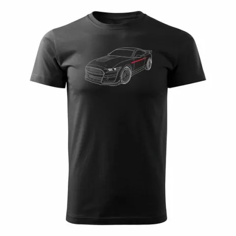 Koszulka motoryzacyjna z Fordem Mustangiem Ford Mustang Shelby GT F35 męska czarna REGULAR S
