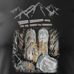 Koszulka outdoor w góry dla turysty namiot Tatry z butami buty górskie męska czarna REGULAR S