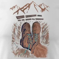 Koszulka outdoor w góry dla turysty namiot Tatry z butami buty górskie męska biała REGULAR M
