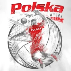 Koszulka polska siatkówka dla kibica do siatkówki siatkówka Volleyball męska biała REGULAR S
