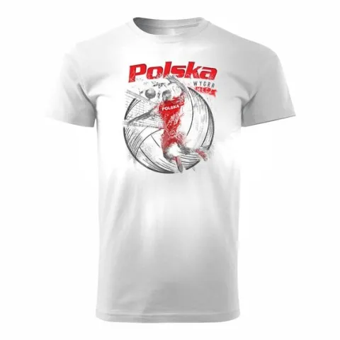 Koszulka polska siatkówka dla kibica do siatkówki siatkówka Volleyball męska biała REGULAR S
