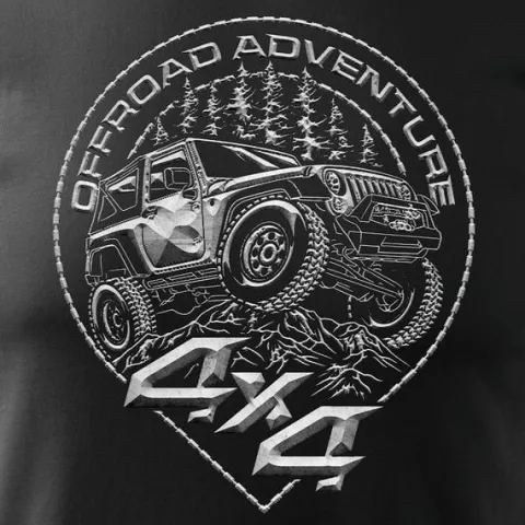 Koszulka rajdowa z jeepem jeep offroad off road off-road 4x4 męska czarna REGULAR L