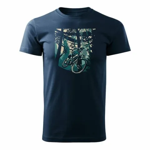 Koszulka rowerowa na rower z rowerem górskim MTB Góry Mountain Bike męska granatowa REGULAR XXL