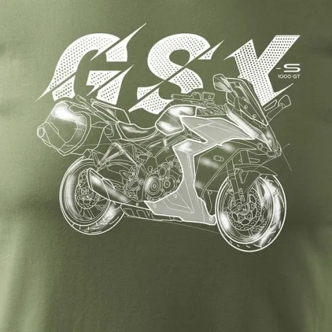 Koszulka z motocyklem motocykl Suzuki GSX 1000 GT męska khaki REGULAR XL
